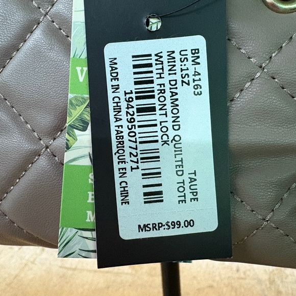 Badgley Mischka Mini Black and Tan Quilted Handbag - Picture 3 of 5